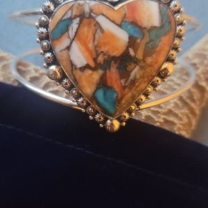 Sterling Spiny Oyster Heart Cuff